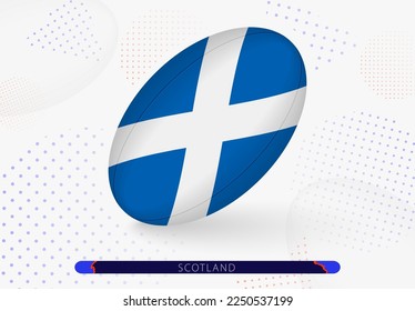 Rugby ball with the flag of Scotland on it. Equipment for rugby team of Scotland. Vector sport illustration.