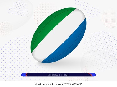 Rugby ball with the flag of Sierra Leone on it. Equipment for rugby team of Sierra Leone. Vector sport illustration.