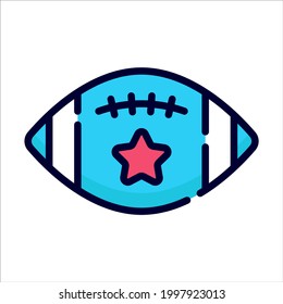 rugby ball, game color line icon, vector design usa independence day icon.