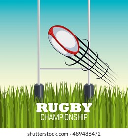 rugby ball goal post and field graphic