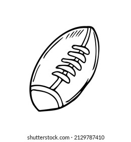 Icono del doodle dibujado a mano con la bola de rugby. Equipo de rugby, deporte de equipo, concepto de estilo de vida saludable. Ilustración de esbozo del vector. Fútbol americano