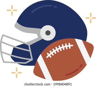 Rugby Ball With Helmet Side View Concept,  Steeden Football Vector Color Icon Design, American Culture And Traditions Symbol, United States Social Sign, US Arts And Literature Stock Illustration