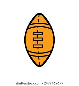 Rugby ball icon. American football. Flat illustration. Sports illustration design elements. cartoon illustration of a rugby ball