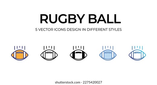 diseño de iconos de bola de rugby en estilo Cinco con Stroke editable. Línea, Sólido, Línea plana, Color de tono Duo y Línea de degradado de color. Adecuado para diseño de páginas Web, aplicaciones móviles, UI, UX y GUI.