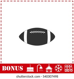 Rugby ball icon flat. Simple vector symbol and bonus icon