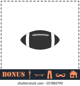 Rugby ball icon flat. Simple vector symbol and bonus icon