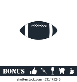 Rugby ball icon flat. Vector illustration symbol and bonus pictogram