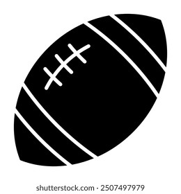 Icono de pelota de rugby en estilo glifo. Icono de fútbol americano en estilo glifo