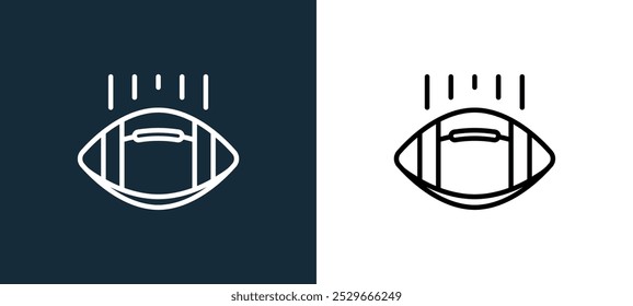 rugby ball icon isolated on white and black colors. rugby ball outline linear vector icon from sports collection for mobile apps, web and ui.
