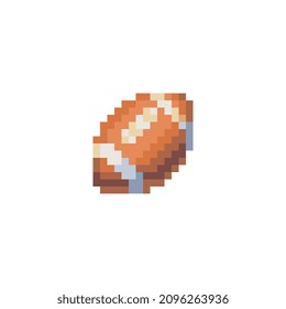 Rugby Ball icon. Pixel art style. American football. Sports Equipment. Sticker design. Isolated vector illustration.