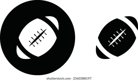 Rugby ball icon set. line and flat glyph version, outline and filled vector sign. American football ball linear and full pictogram. Symbol, logo style collection isolated on transparent background.