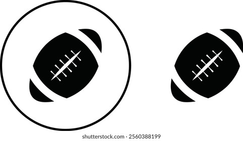 Rugby ball icon set. line and flat glyph version, outline and filled vector sign. American football ball linear and full pictogram. Symbol, logo style collection isolated on transparent background.