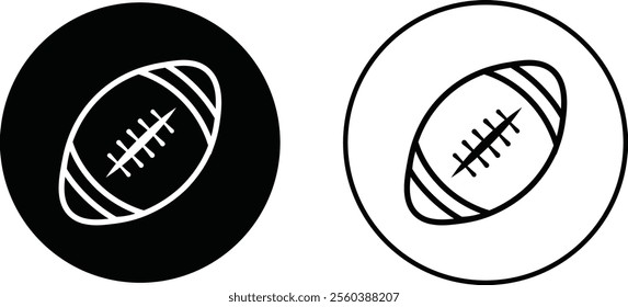 Rugby ball icon set. line and flat glyph version, outline and filled vector sign. American football ball linear and full pictogram. Symbol, logo style collection isolated on transparent background.