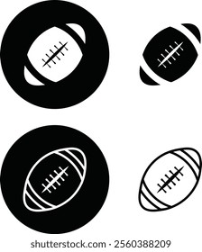 Rugby ball icon set. line and flat glyph version, outline and filled vector sign. American football ball linear and full pictogram. Symbol, logo style collection isolated on transparent background.