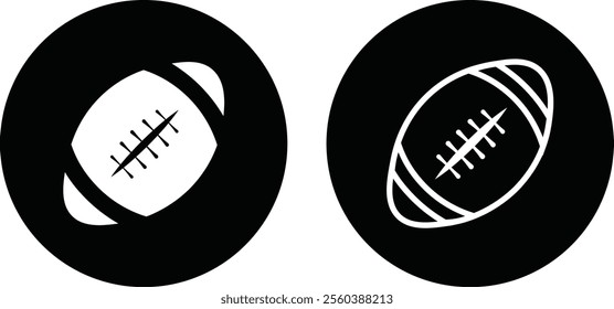 Rugby ball icon set. line and flat glyph version, outline and filled vector sign. American football ball linear and full pictogram. Symbol, logo style collection isolated on transparent background.