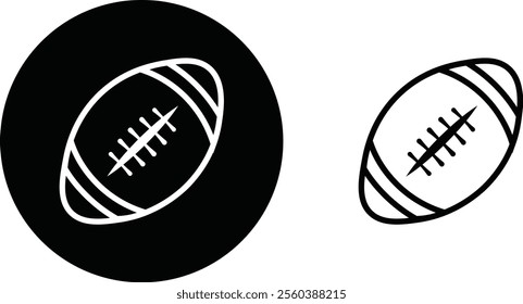 Rugby ball icon set. line and flat glyph version, outline and filled vector sign. American football ball linear and full pictogram. Symbol, logo style collection isolated on transparent background.