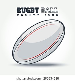 Rugby Ball Icon With Shadow On The Floor - Vector