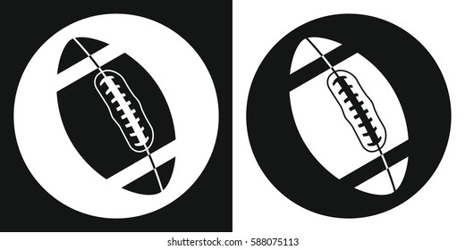 Rugby ball icon. Silhouette rugby ball on a black and white background. Sports Equipment. Vector Illustration.