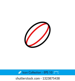 Rugby Ball Icon / Vector - In Color Design