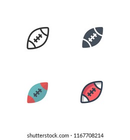 rugby ball icon vector with four different styles