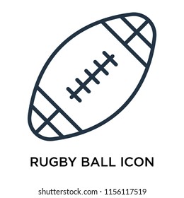 Rugby ball icon vector isolated on white background, Rugby ball transparent sign , thin pictogram or outline symbol design in linear style