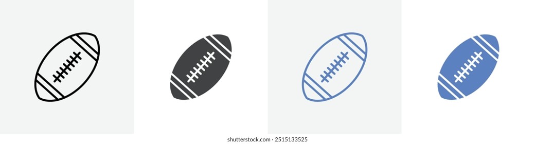 Juego de Vectores de icono de pelota de rugby para Web UI o App