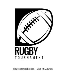 Rugby ball icons. Original sign in a black and white color. Symbol or emblem. vector illustration