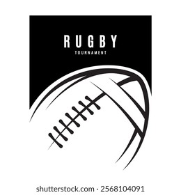 Rugby ball icons. Original sign in a black and white color. Symbol or emblem. vector illustration