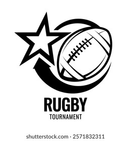 Rugby ball icons. Original sign in a black and white color. Symbol or emblem. vector illustration