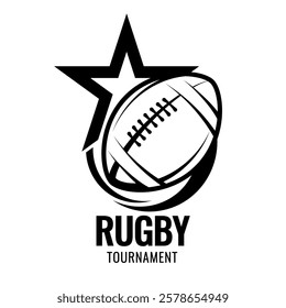 Rugby ball icons. Original sign in a black and white color. Symbol or emblem. vector illustration