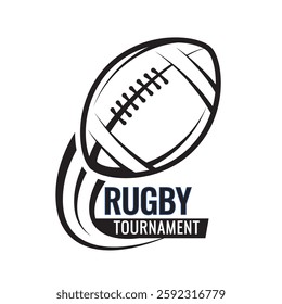 Rugby ball icons. Original sign in a black and white color. Symbol or emblem. vector illustration