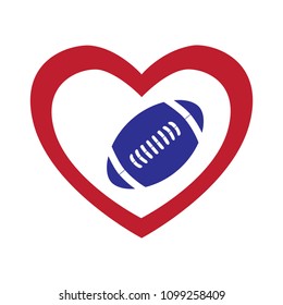 rugby ball inside hearth shape, logo icon
