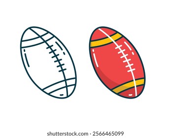 Rugby ball line icon perfect for outdoor sports themes, team games, and athletic competitions.