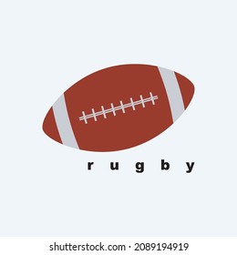 Rugby ball logo design featuring a bold, dynamic shape with clean lines and sporty curves, capturing the energy and motion of the game—ideal for teams, clubs, or sportswear branding.