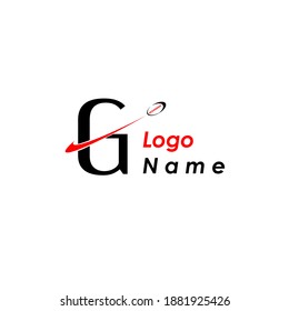 logo de la pelota de rugby. Combinación de letra G y bola de rugby con el logotipo del vector