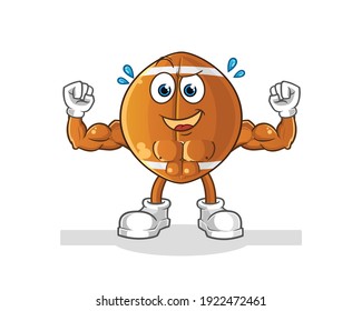 rugby ball muscular cartoon. cartoon mascot vector