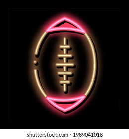 Rugby Ball neon light sign vector. Glowing bright icon Rugby Ball sign. transparent symbol illustration