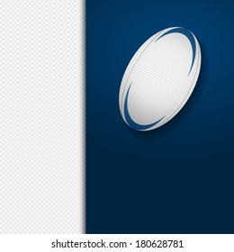 Rugby ball on a Blue Panel over White