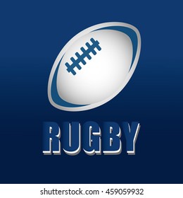 Rugby ball on a Blue Panel over White. Background Rugby.
