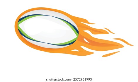 Rugby ball on fire sign. vector