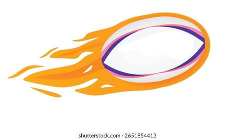 Rugby ball on fire sign. vector	
