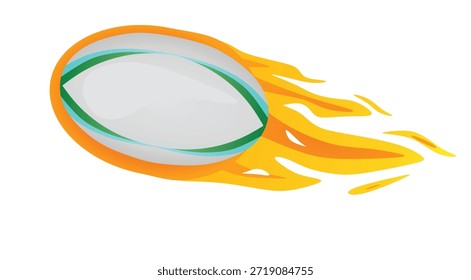 Pelota de rugby en señal de fuego. Vector