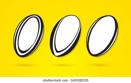 Rugby ball outline cartoon sport graphic vector.