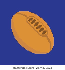 rugby ball pixel art, vector illustration on isolated background.