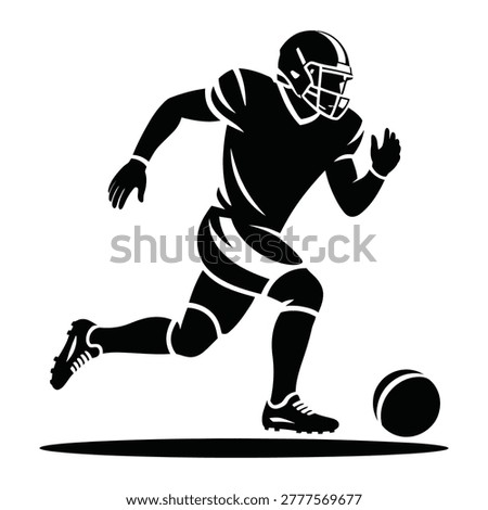 Rugby ball player run fast across the field