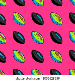 Rugby ball seamless pattern. Original design for print or digital media.