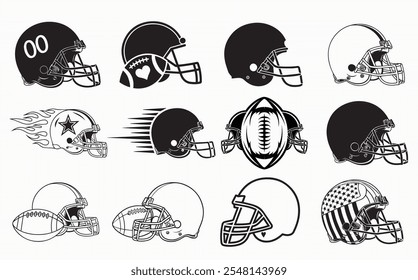 Rugby ball Silhouette bundle, Rugby ball icon Set.