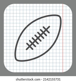 Rugby ball simple icon. Flat desing. On graph paper. Grey background.ai