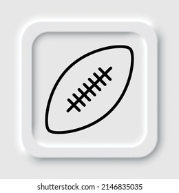 Rugby ball simple icon. Flat design. Neumorphism design.ai