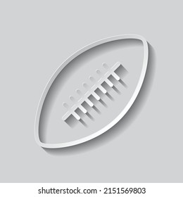 Rugby ball simple icon. Flat design. Paper style with shadow. Gray background.ai